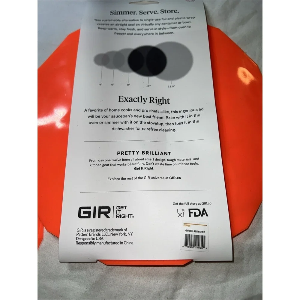 GIR 5‑Piece Silicone Suction Lids Set Platinum ‑Grade Universal Round Covers